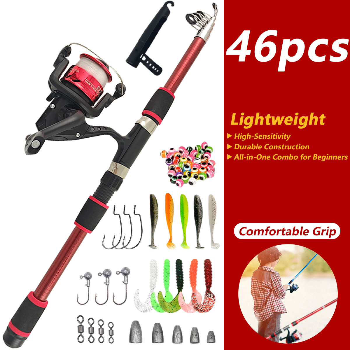 46Pcs Telescopic Fishing Rod R – обзор и цена Freshwater Line